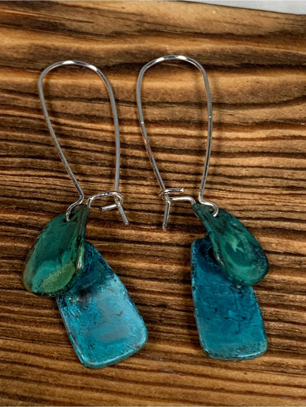 Robert Lee Morris (RLM) SOHO Dangle Earrings-Green Verdigris Patina - Picture 7 of 9